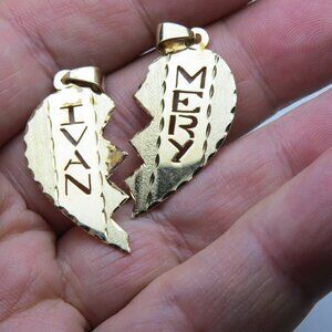 14k Gold Name Plate MERY-IVAN Hand Made